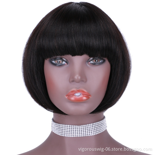 Straight black cheap wholesale short glueless private label inch bob pixie cut brazilian 100% real human hair wig black women